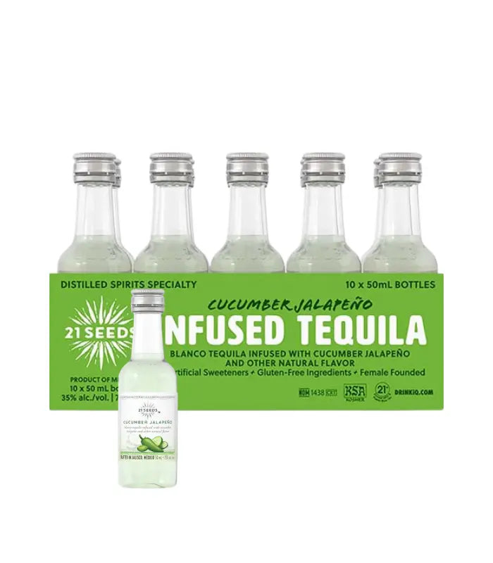 21 Seeds Cucumber Jalapeño Tequila 50mL 10-Pack