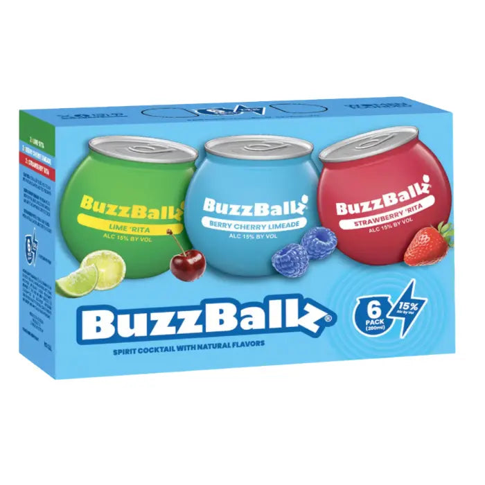 Buzzballz Variety Pack Lime, Cherry & Strawberry Cocktails 6-PK